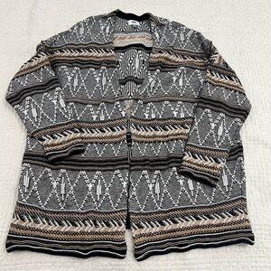Old Navy Aztec Southwest Open Cardigan Black Tan Cream XXL